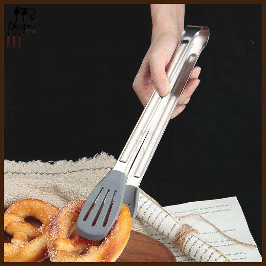 Stainless Steel 304 Kitchen Tongs – Heavy-Duty Metal Food Clip for Cooking & Serving