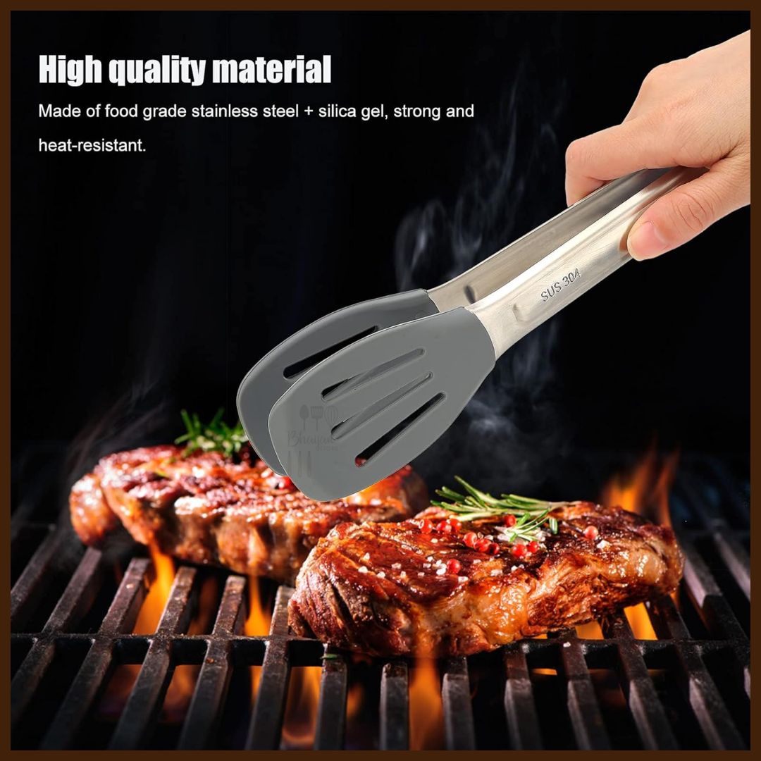 Stainless Steel 304 Kitchen Tongs – Heavy-Duty Metal Food Clip for Cooking & Serving