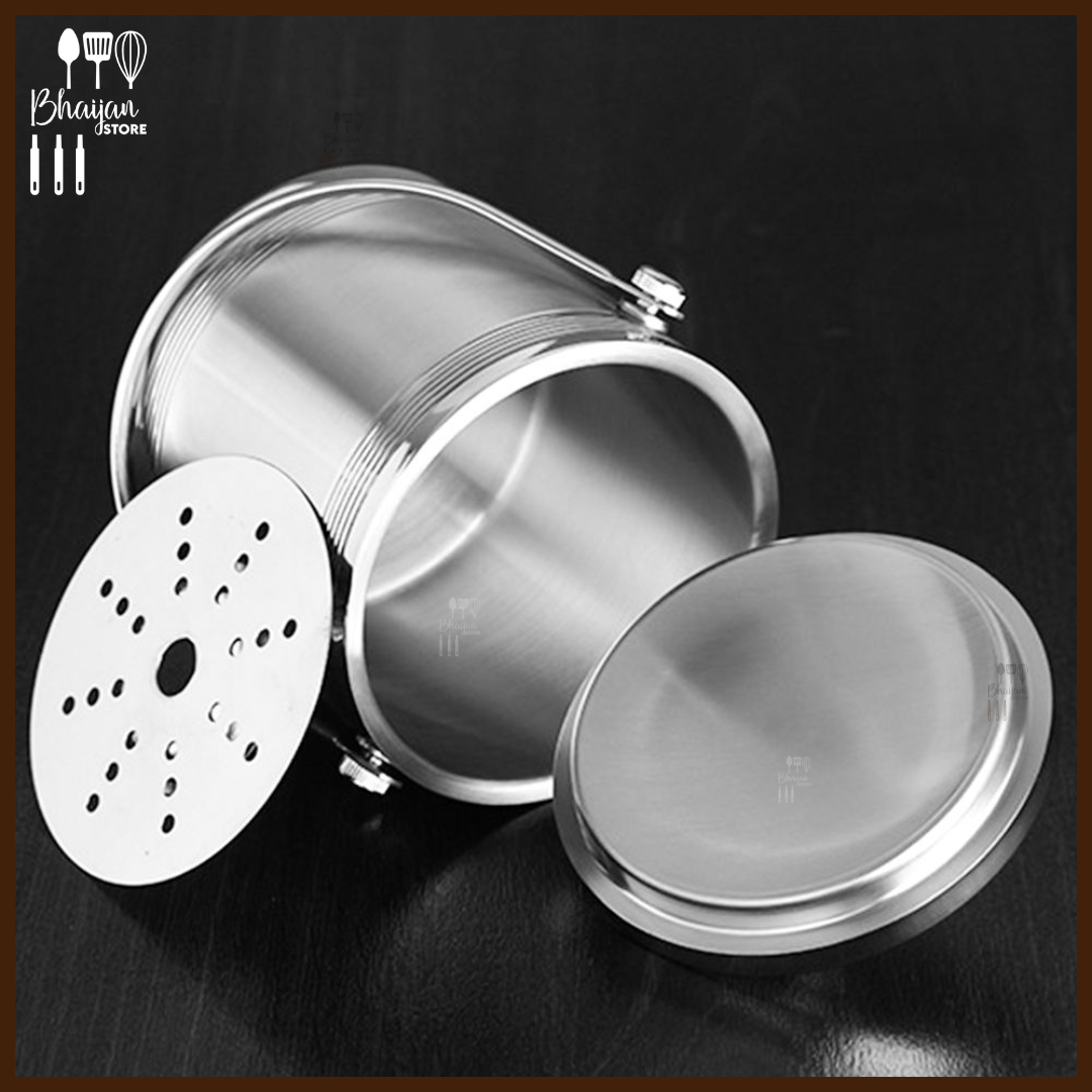 2.2L Stainless Steel Ice Bucket with Lid & Handle