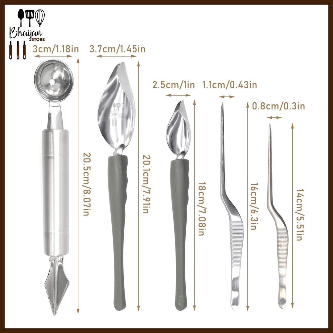 Stainless Steel Plating & Garnishing Tool Set (5 Pieces)