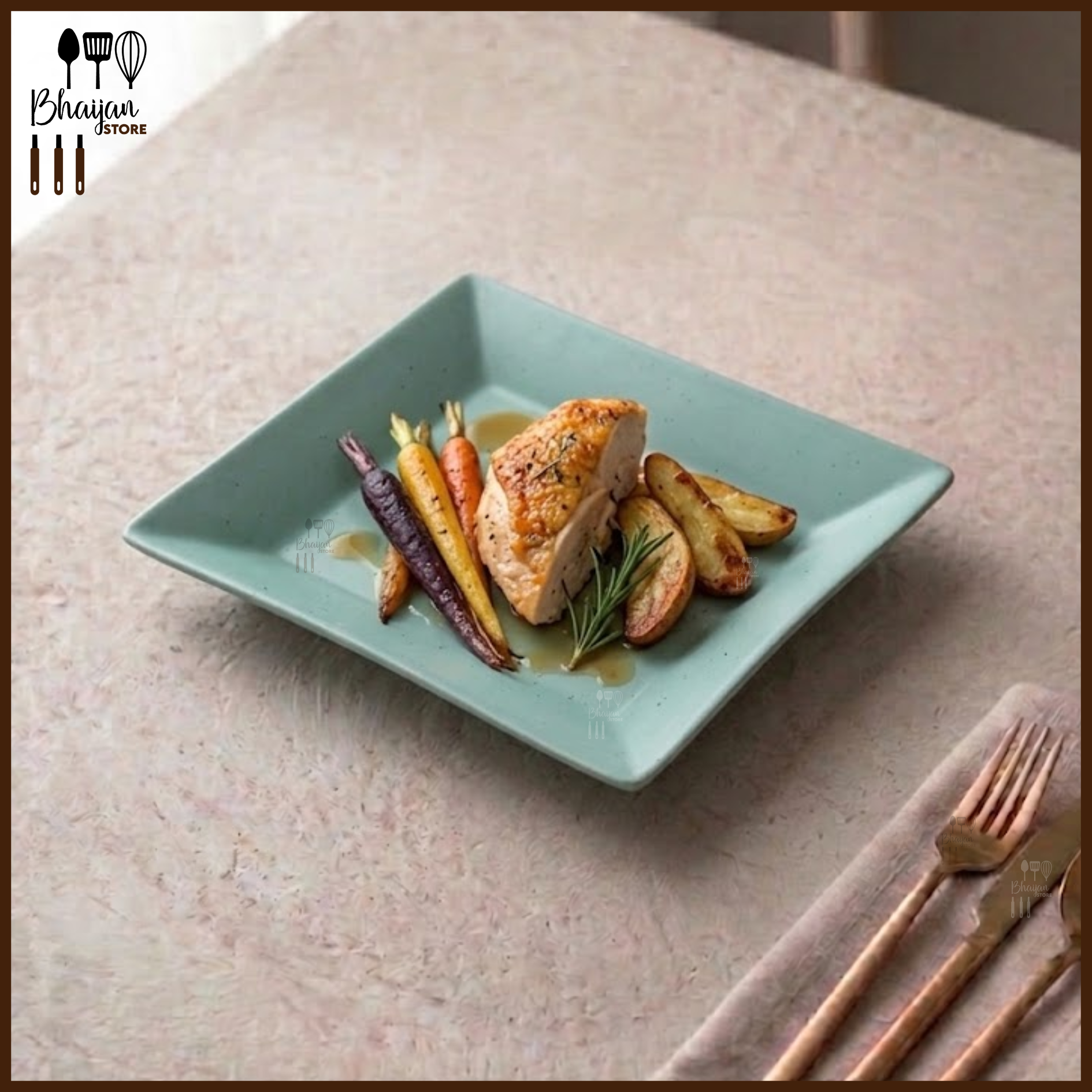 Ceramic Rectangle Starter Platter - 8.5 × 7 Inch