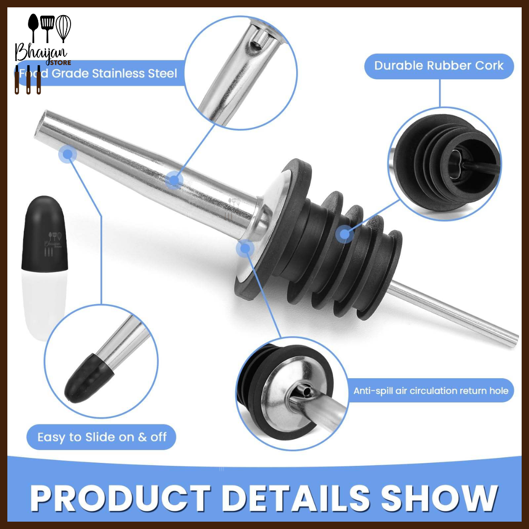 Stainless Steel Syrup Bottle Pour Spout with Dust Cap