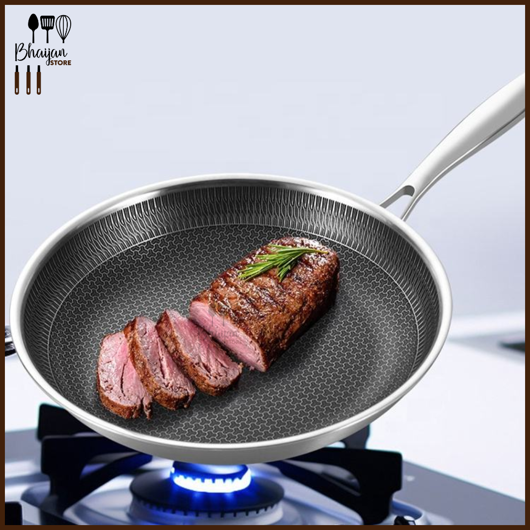 Laser Honeycomb Non-Stick Frying Pan with Stainless Steel Handle